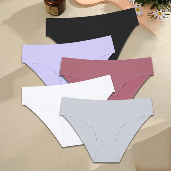 Seamless Ice Silk Panties — 5-Pack Low-Rise Briefs