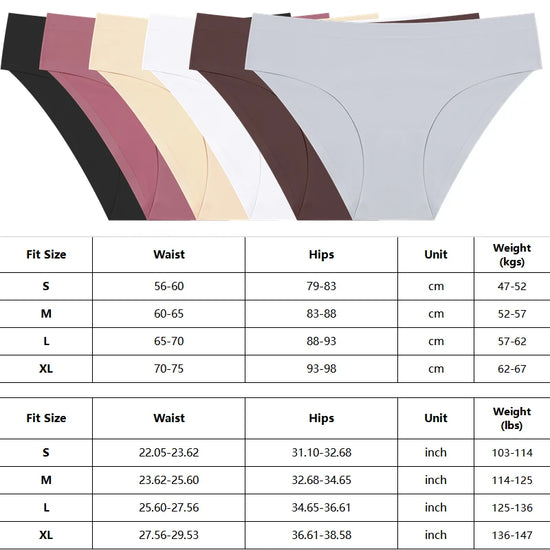 Seamless Ice Silk Panties — 5-Pack Low-Rise Briefs