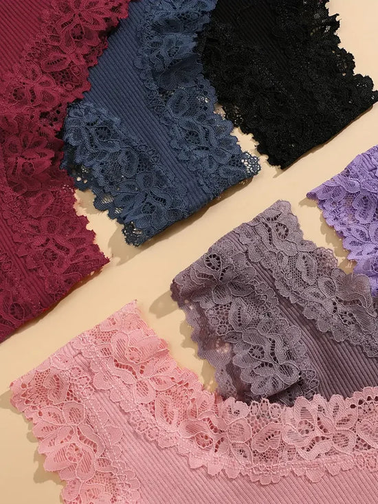 Women's 5-Piece Cotton Lace Bikini Panties Set