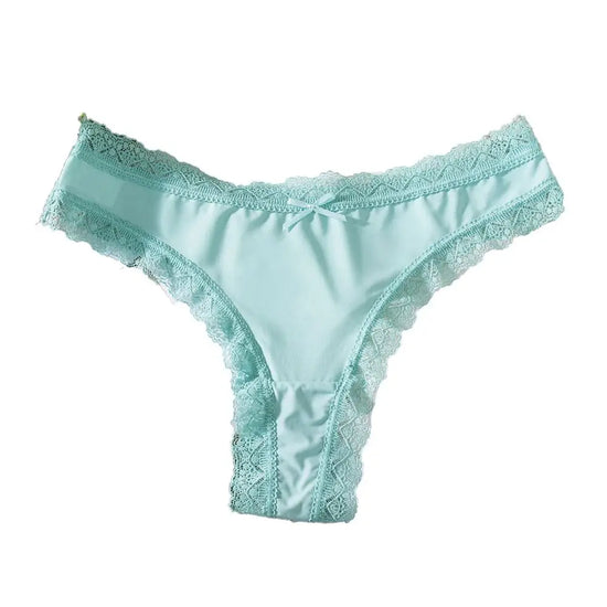 Ice Silk Thong — Low-Waist Lace Bow Brief