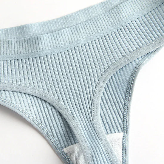 Striped Cotton G-String Set (4 Pcs) — Breathable Sports Thongs
