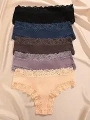 Women's 5-Piece Cotton Lace Bikini Panties Set
