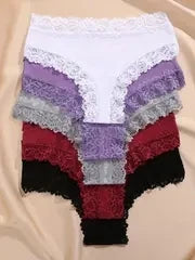 Women's 5-Piece Cotton Lace Bikini Panties Set