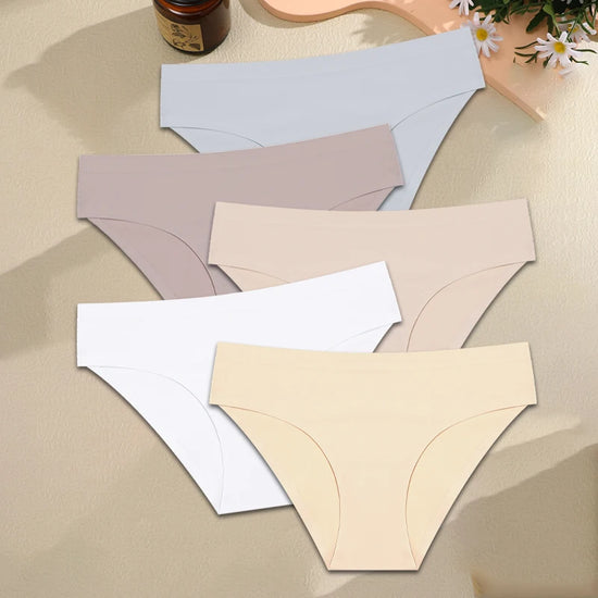 Seamless Ice Silk Panties — 5-Pack Low-Rise Briefs