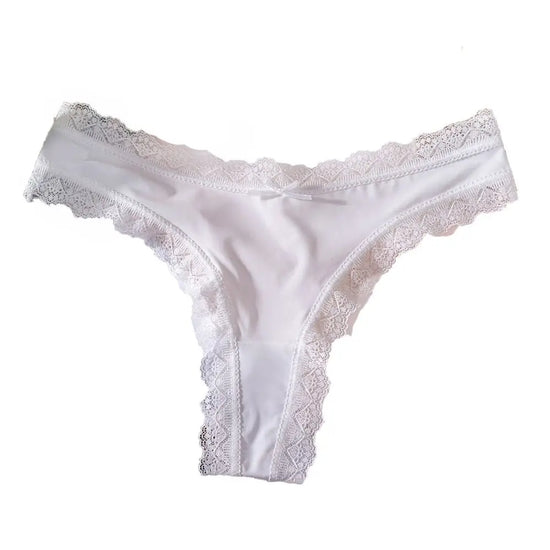 Ice Silk Thong — Low-Waist Lace Bow Brief