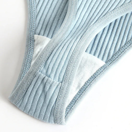 Striped Cotton G-String Set (4 Pcs) — Breathable Sports Thongs