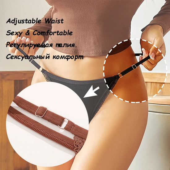 Cotton G-String T-Back Set (5 Pcs) — Adjustable Waist Thongs