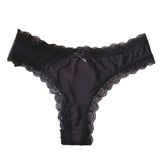Ice Silk Thong — Low-Waist Lace Bow Brief
