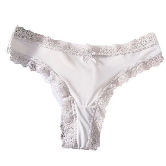 Ice Silk Thong — Low-Waist Lace Bow Brief