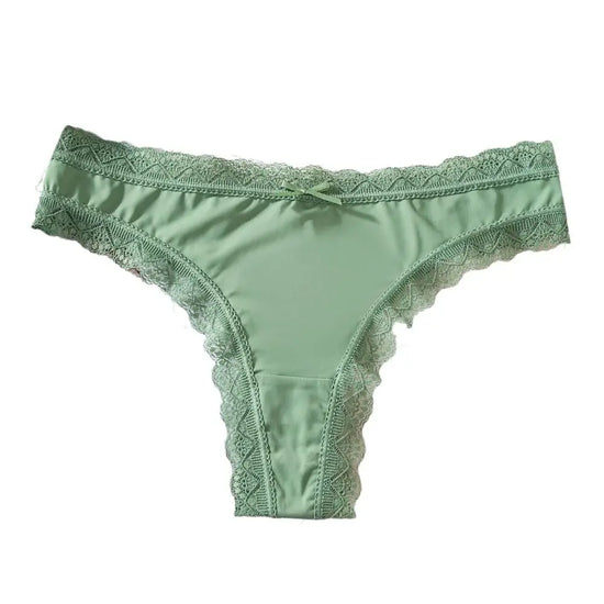 Ice Silk Thong — Low-Waist Lace Bow Brief