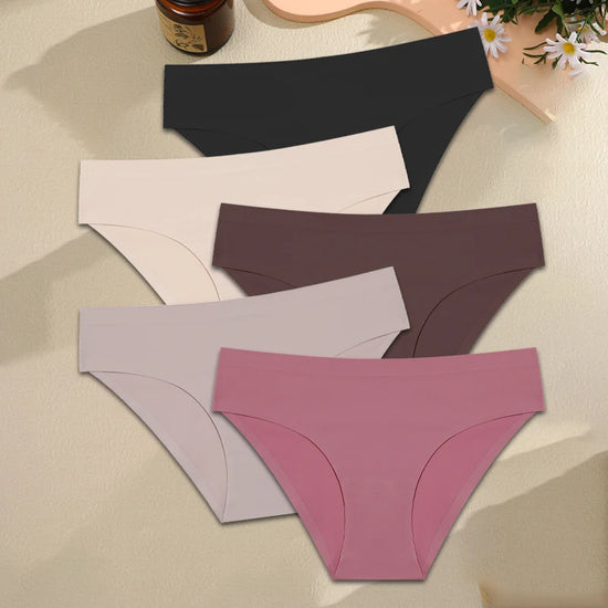 Seamless Ice Silk Panties — 5-Pack Low-Rise Briefs