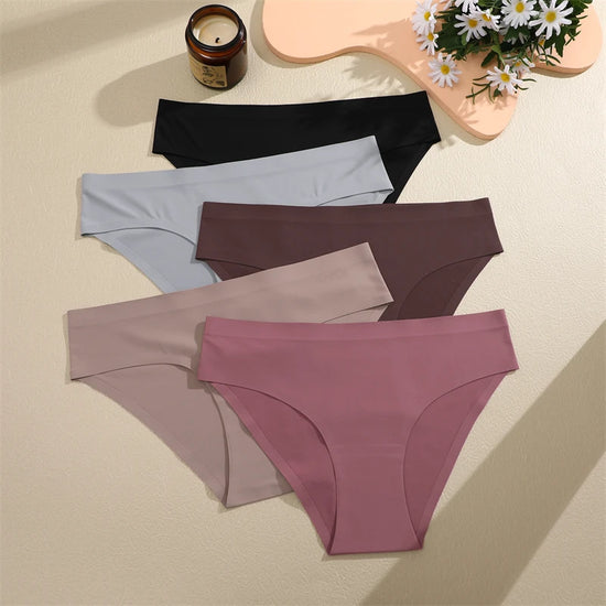 Seamless Ice Silk Panties — 5-Pack Low-Rise Briefs