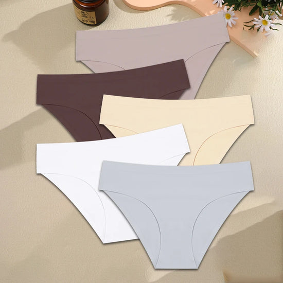 Seamless Ice Silk Panties — 5-Pack Low-Rise Briefs